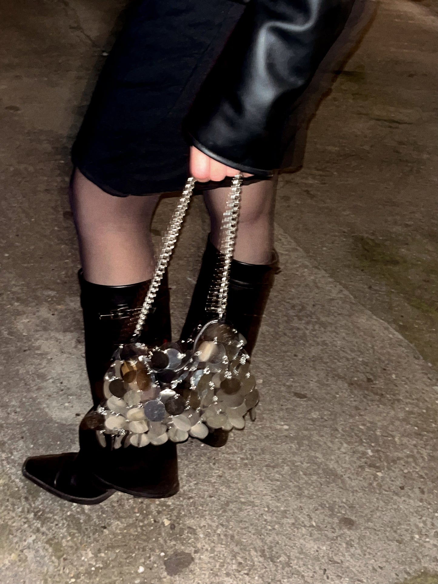 Sequin Bag. Silver Disc Sequin Purse. Party Bag.