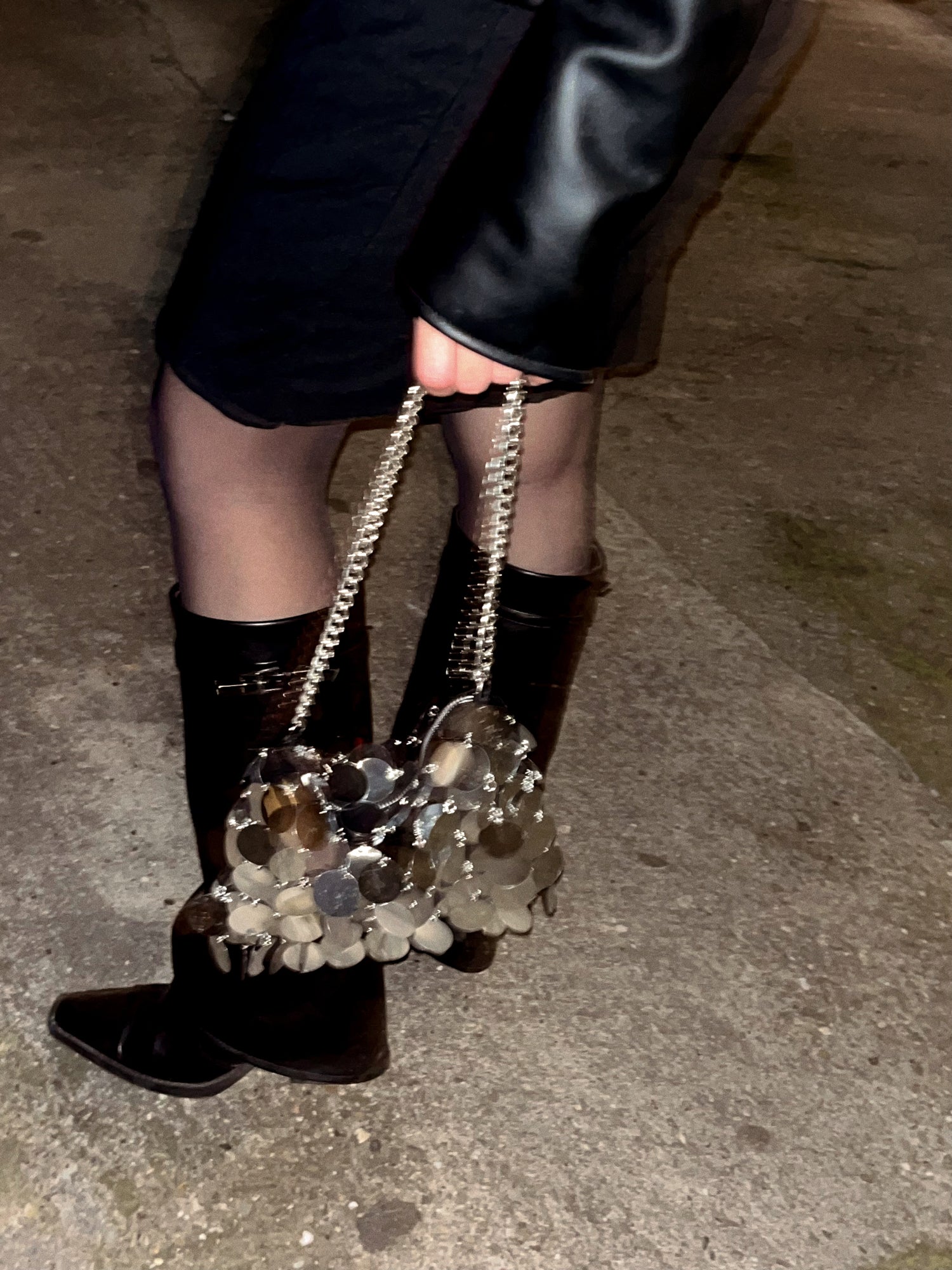 Sequin Bag. Silver Disc Sequin Purse. Party Bag.