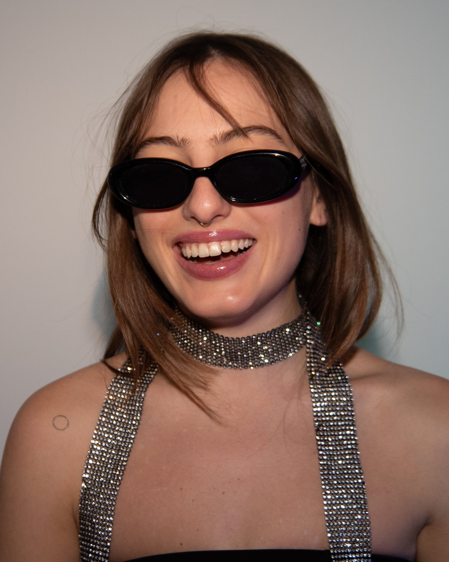 Chainmail Necklace Scarf. Crystal Mesh in Black