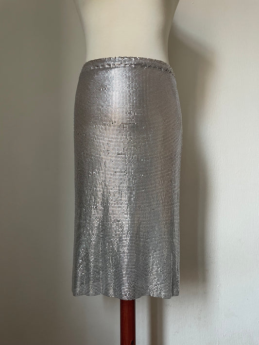 Midi Metallic Skirt - Silver