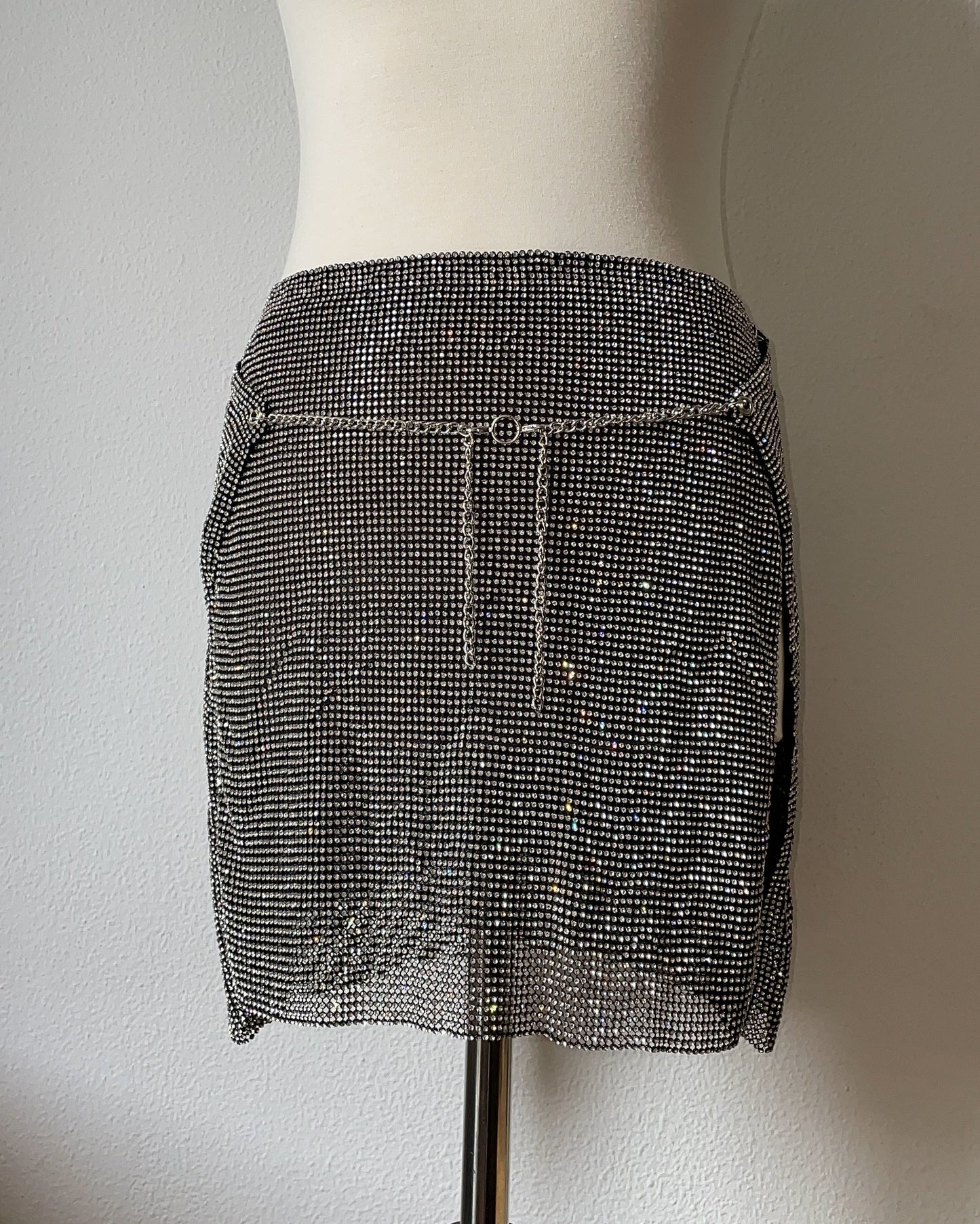 Chainmail Skirt, Crystal Mesh in Black