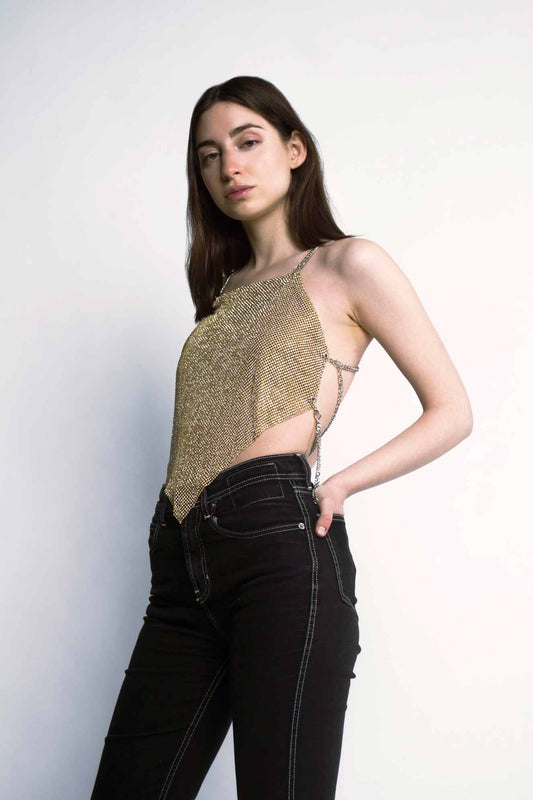 Asteria Crystal Top - Gold