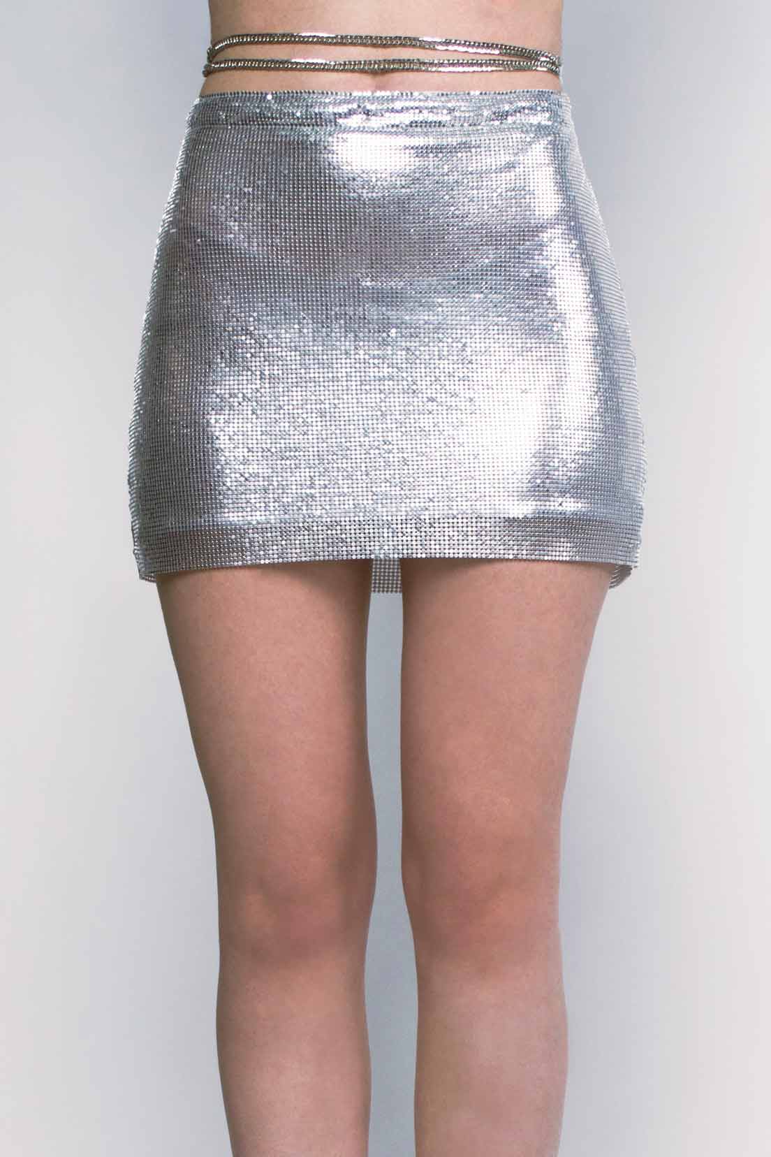 Stellar Metallic Skirt - Silver