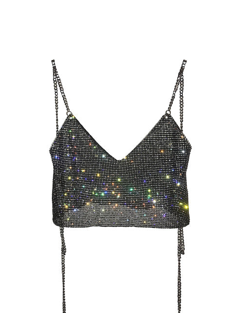 Interstellar Crystal Top (Crop) - Black & Silver